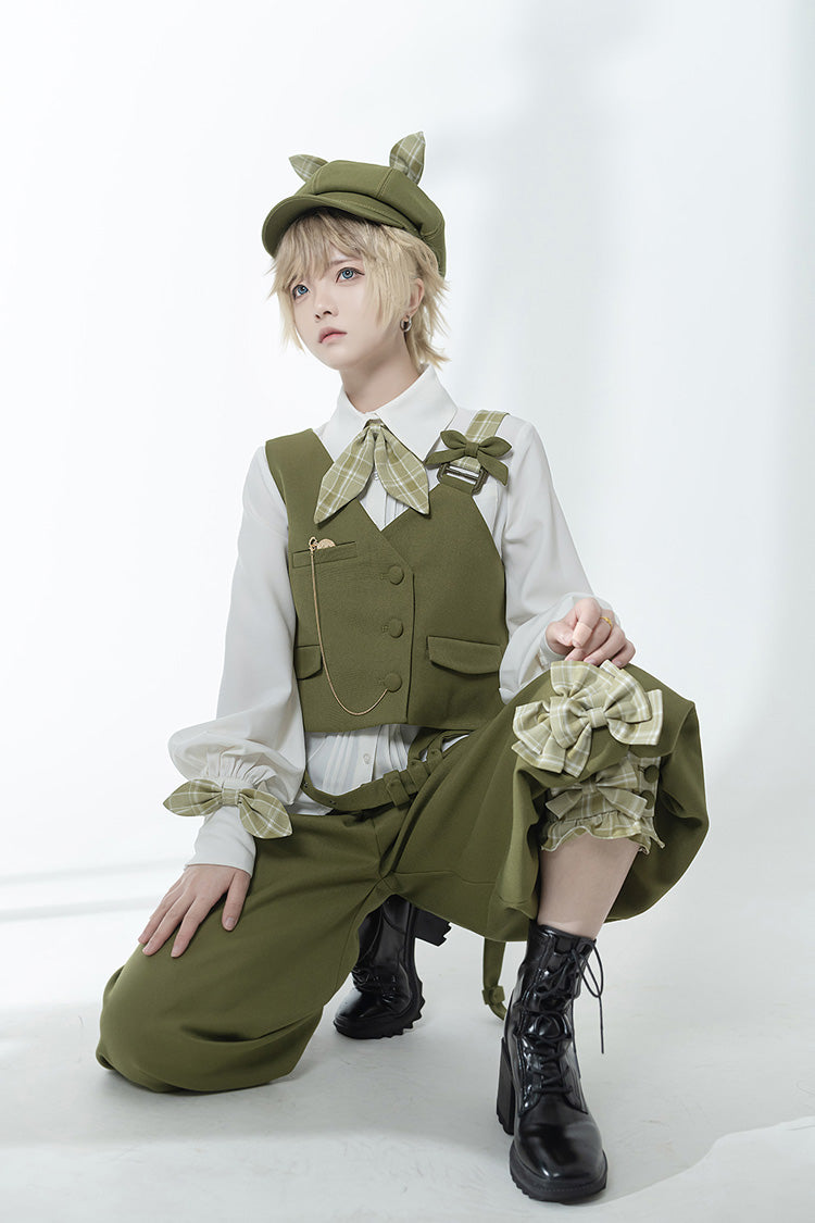 Ouji Lolita Vest - Matcha Green - Secret Morning Post - Cute and Handsome