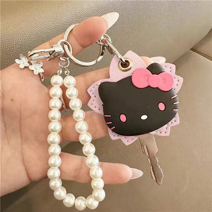 Cartoon Kitty Floral Key Card Cover