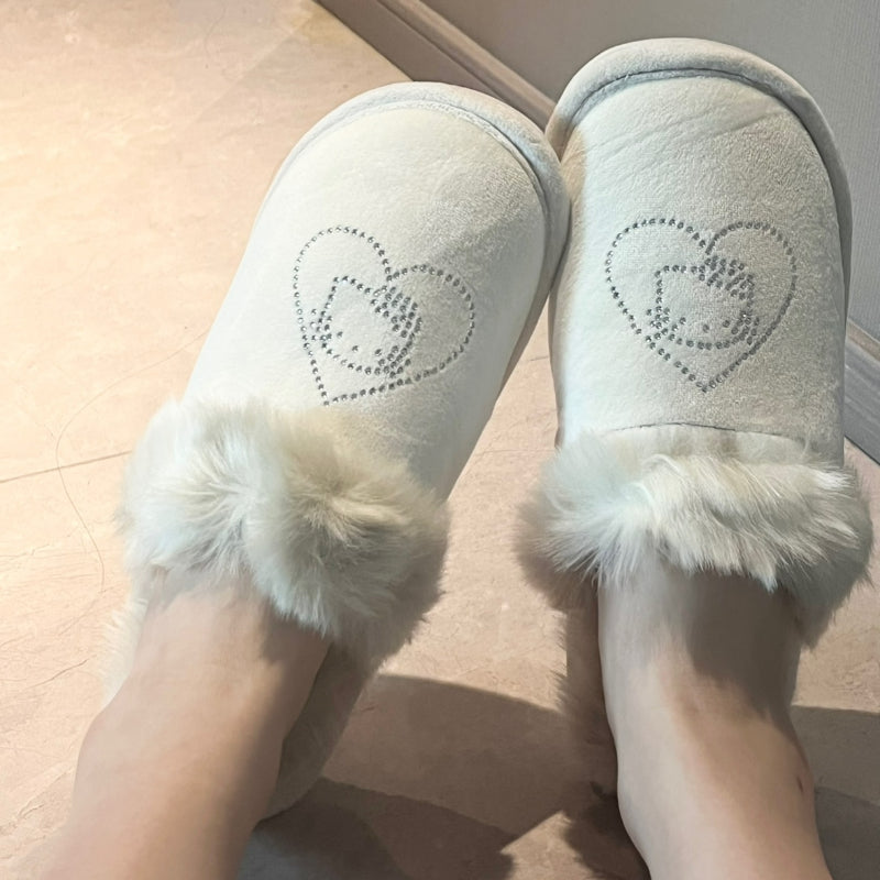 Chaussons mignons en forme de chat blanc et diamant KI663