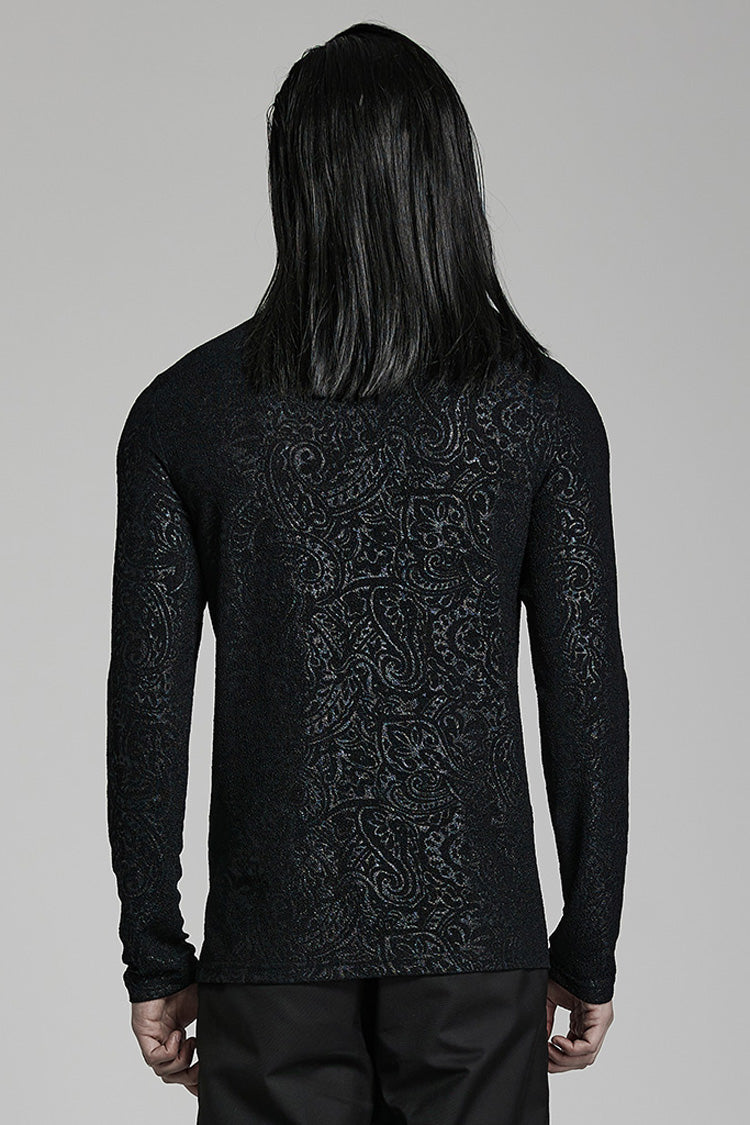 Slim-Fit Men's Gothic Print Blouse, Long-Sleeve Elegant Shirt