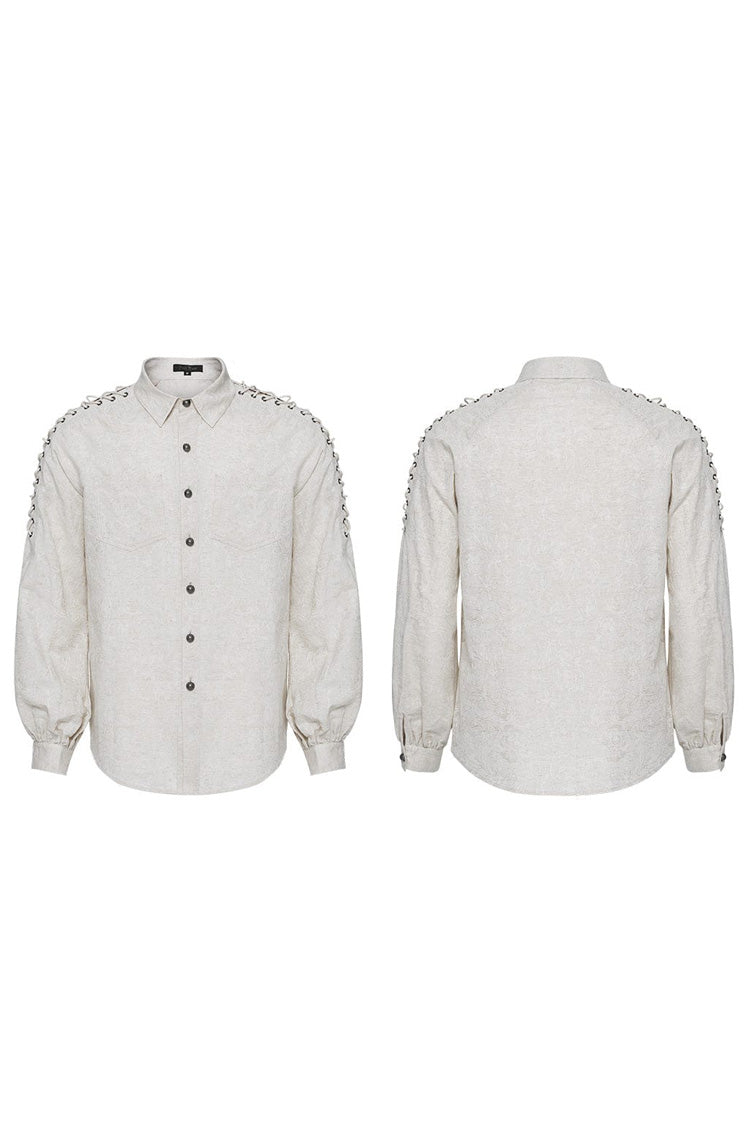 Gothic Men's Blouse with Puff Sleeves and Shoulder Straps - Two Shades