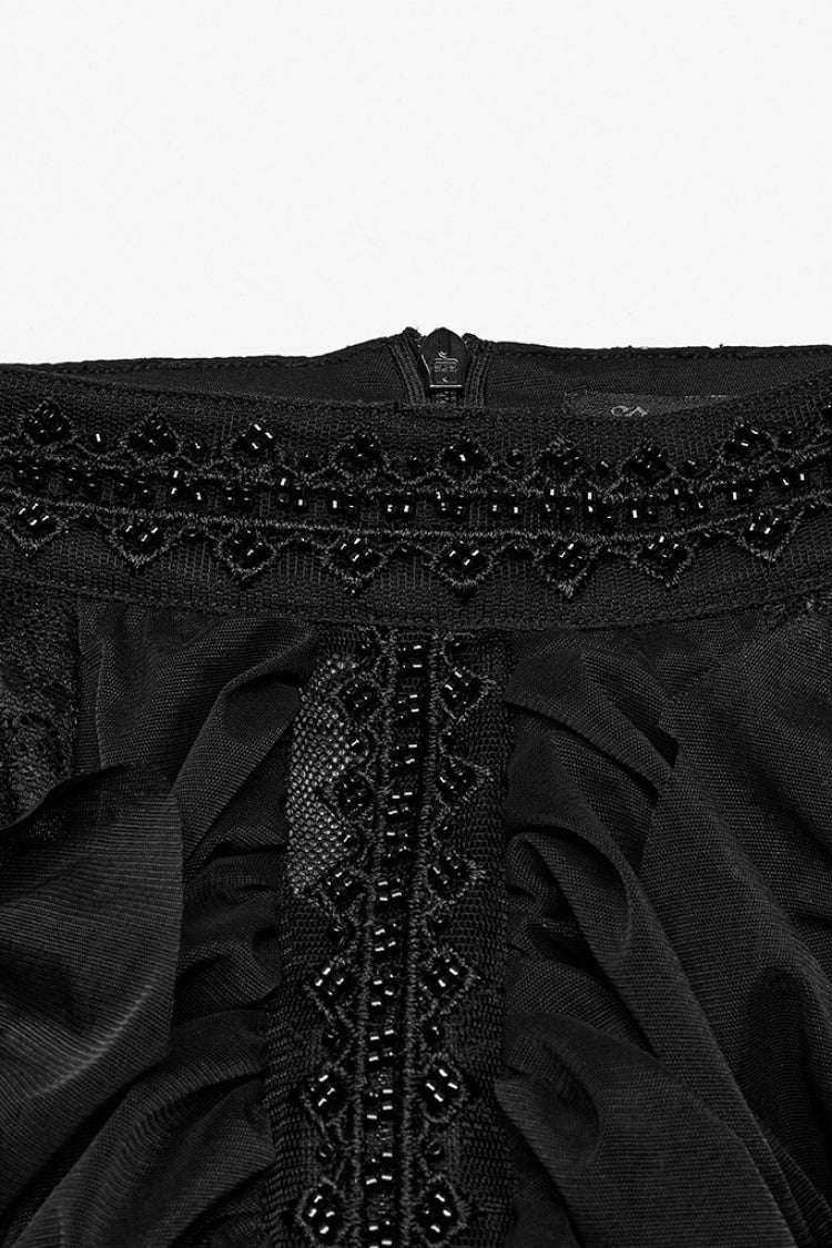 Gothic Ball Gown with Ruffled Lace Layers