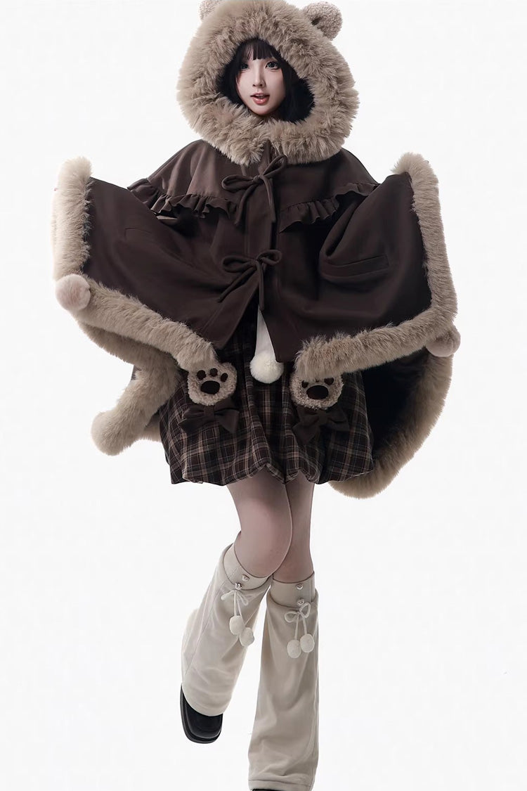 Chocolate Plaid Ruffle Bow Strap Dress - Fluffy Little Bear