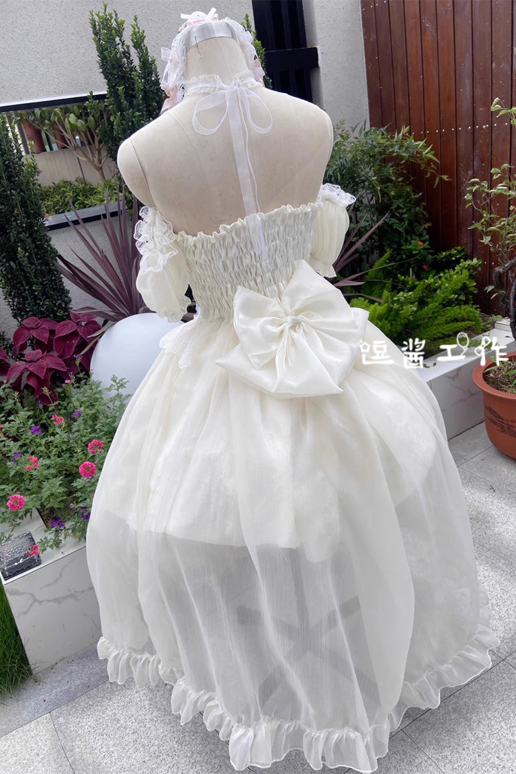 Sweet Lolita Dress with Ballet Twins Ruffle Bowknot, Short Front Long Back in 2 Colors