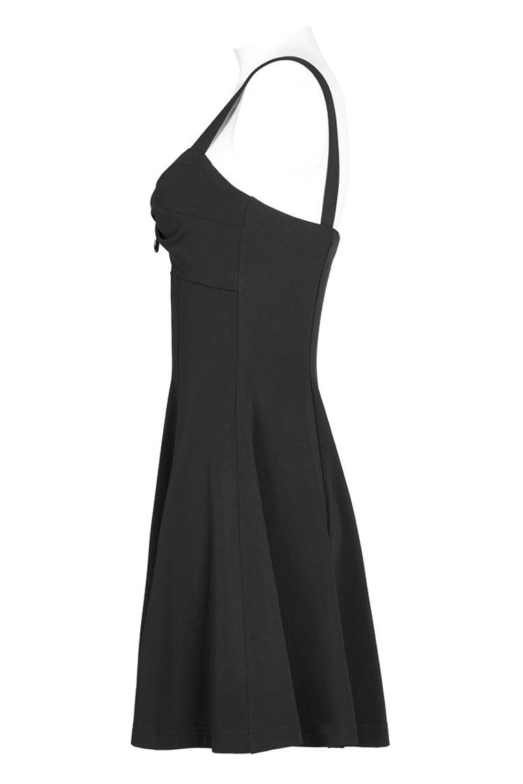 Punk Sleeveless Dress with Mesh and Buckle Details