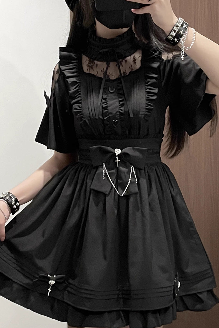 Jirai Kei Lolita Set with Short Sleeves and Embroidery - Magical Girl - Four Shades