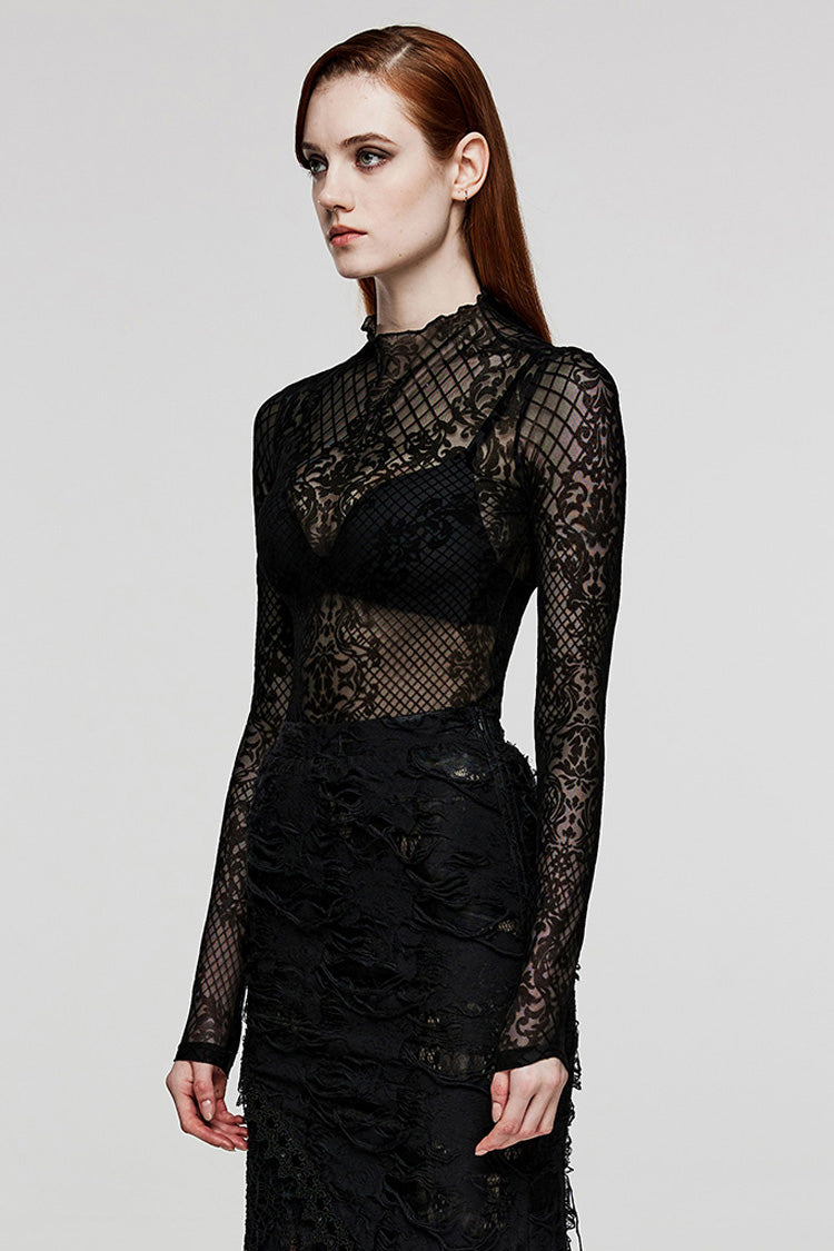 Mesh Gothic Blouse for Women with Extended Sleeves