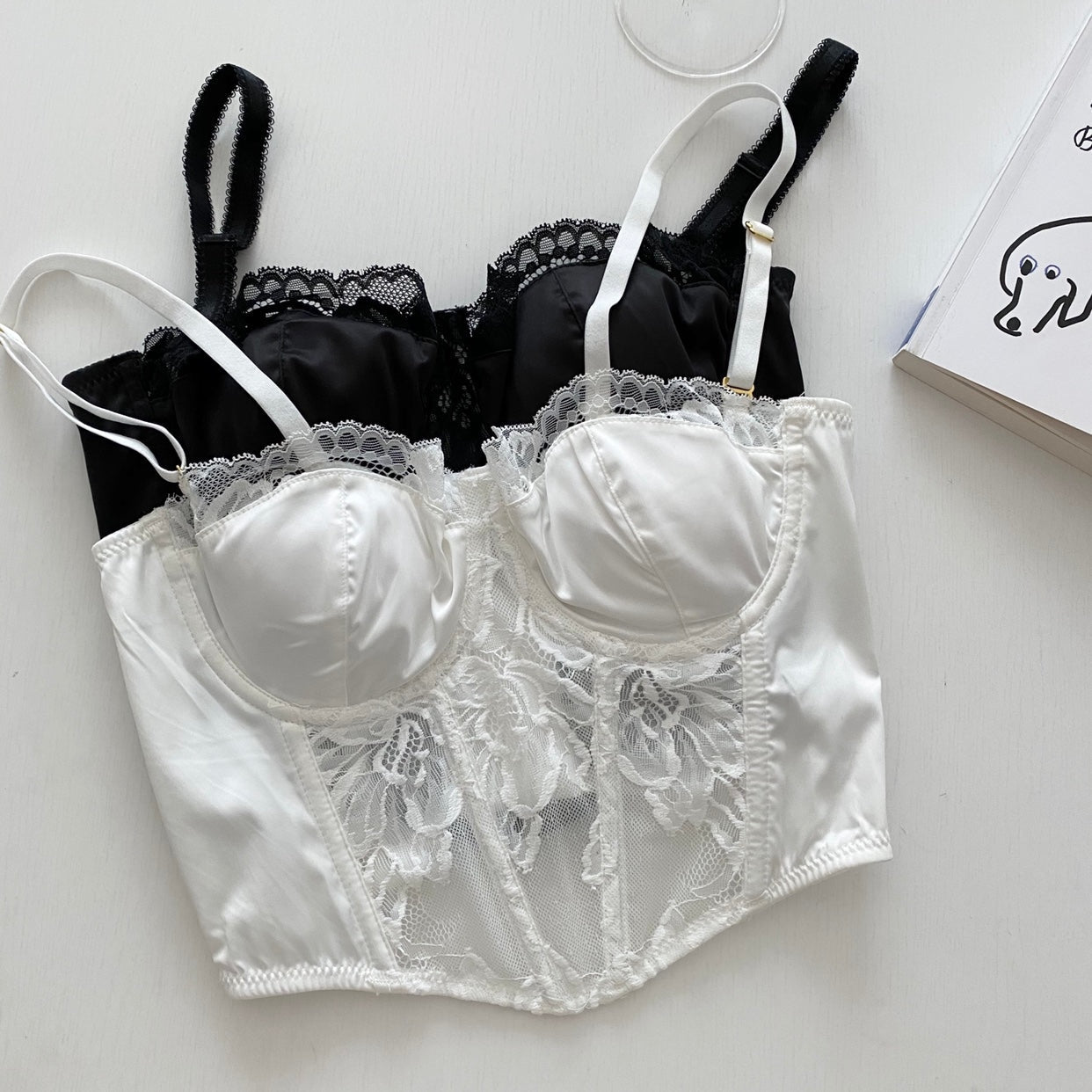 Floral Embroidered Bustier - angelcore, bralette, bustier, bustiers, cami