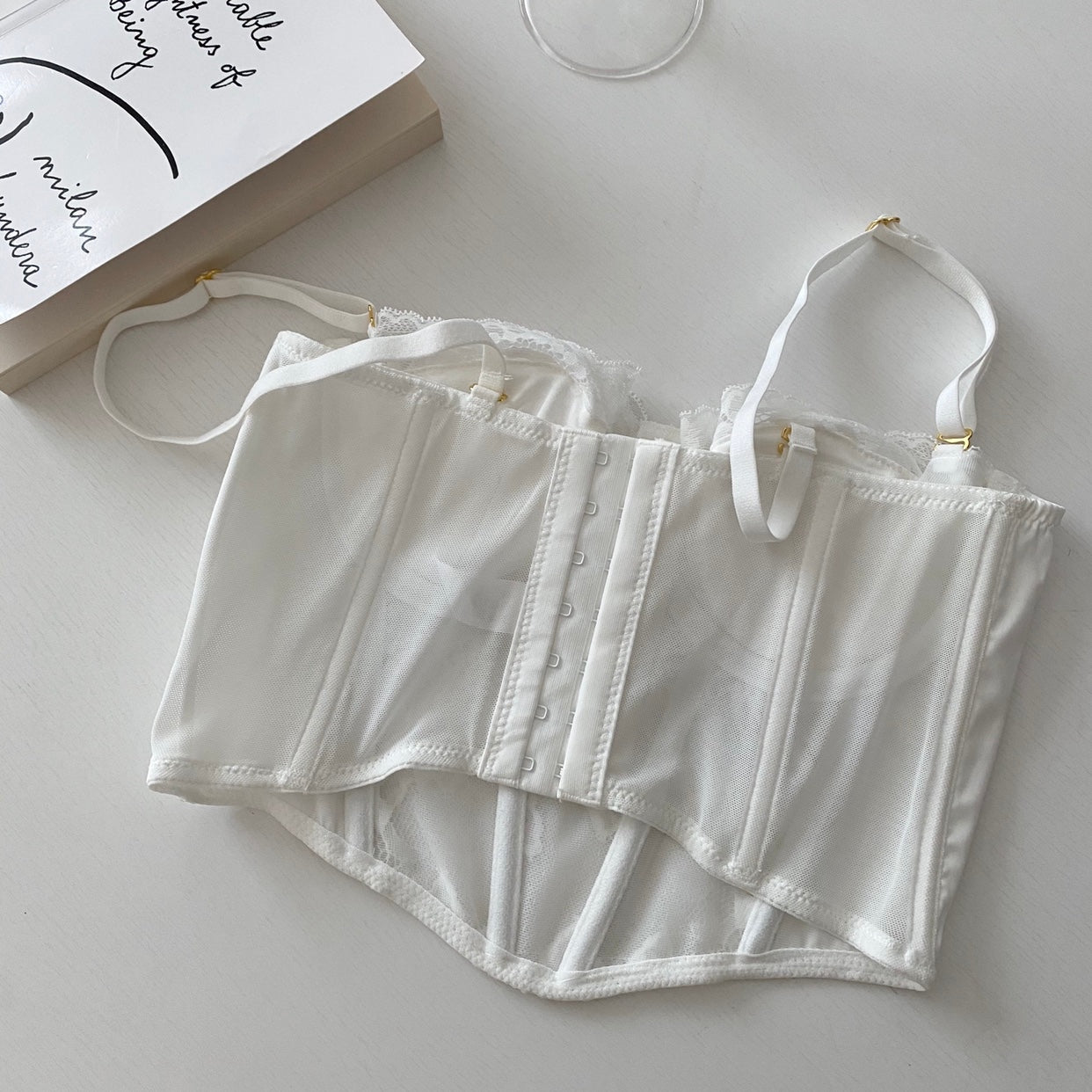 Floral Embroidered Bustier - angelcore, bralette, bustier, bustiers, cami