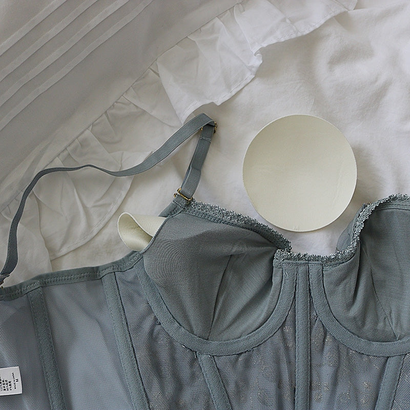 Floral Embroidered Bustier - angelcore, bralette, bustier, bustiers, cami