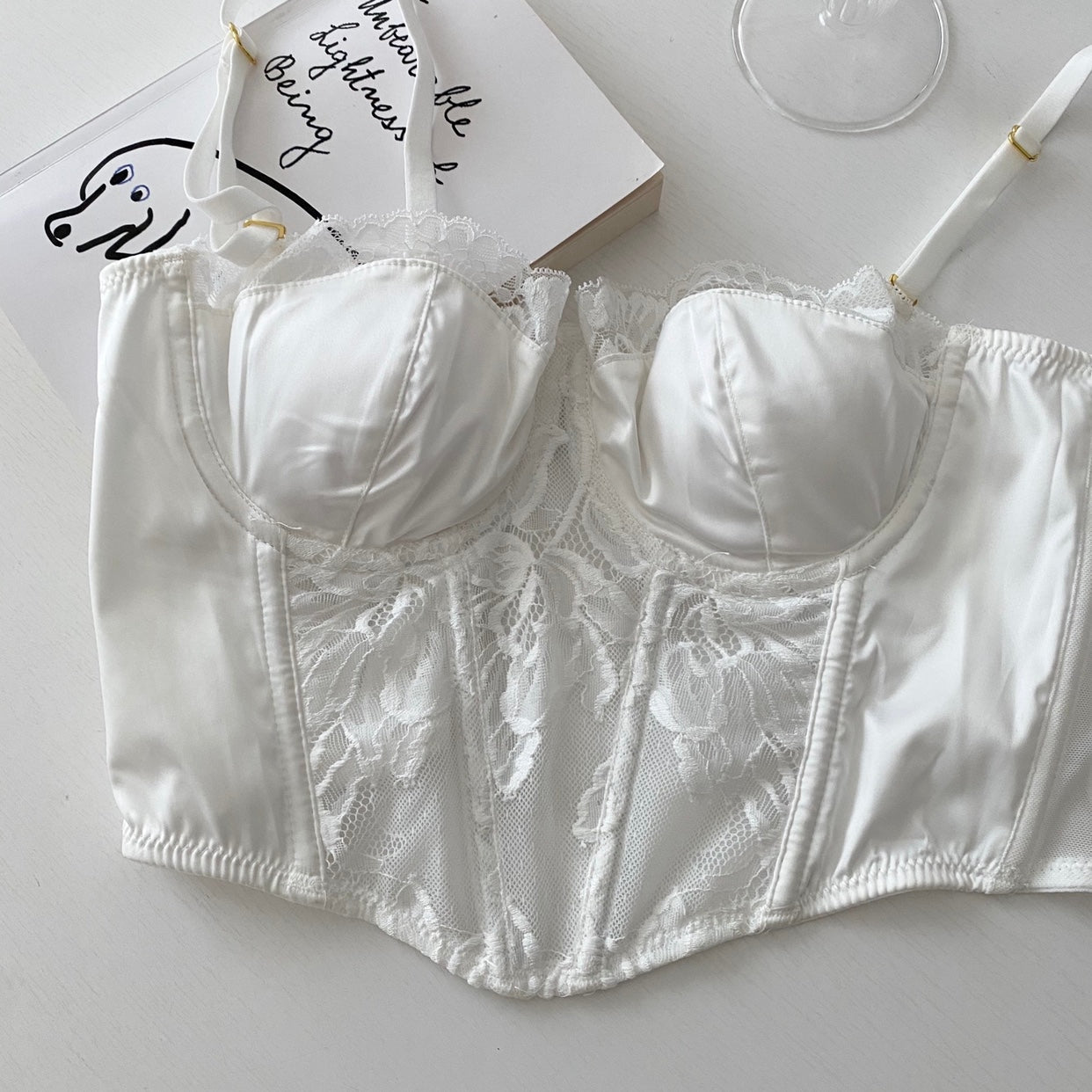 Floral Embroidered Bustier - angelcore, bralette, bustier, bustiers, cami