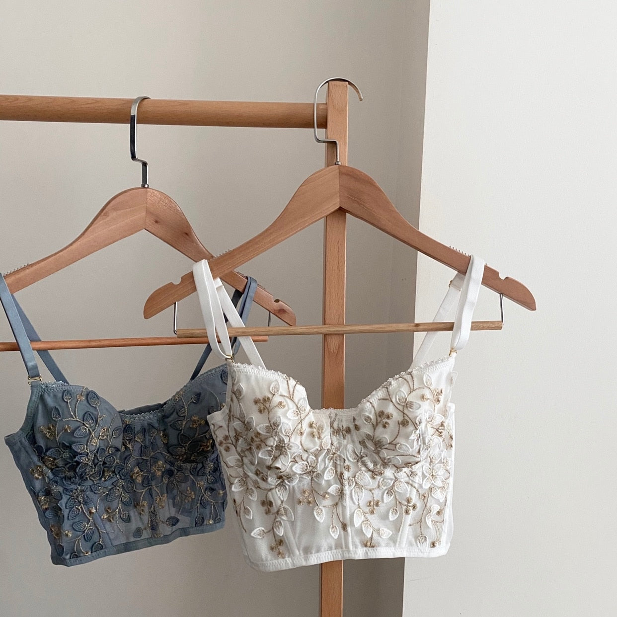 Floral Embroidered Bustier - angelcore, bralette, bustier, bustiers, cami