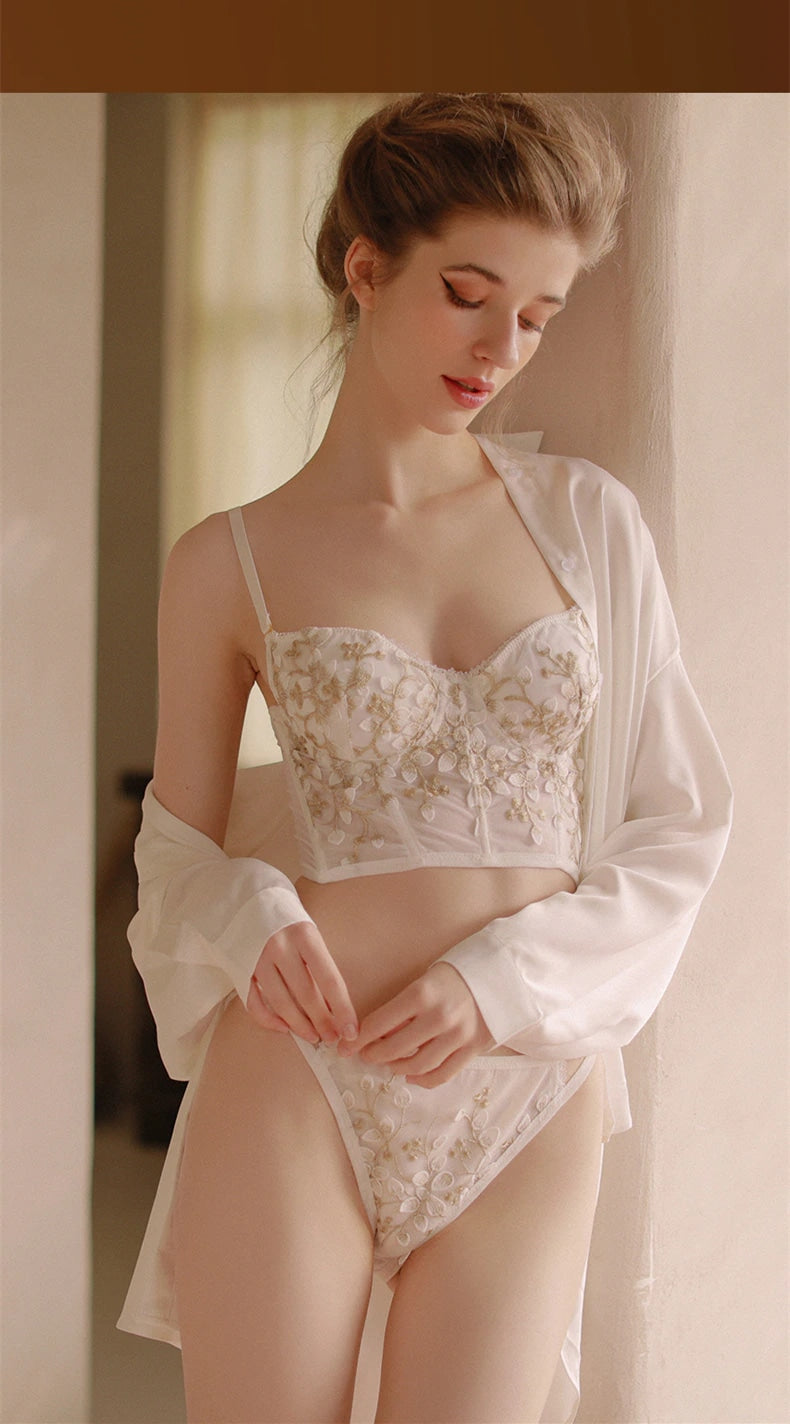Floral Embroidered Bustier - angelcore, bralette, bustier, bustiers, cami