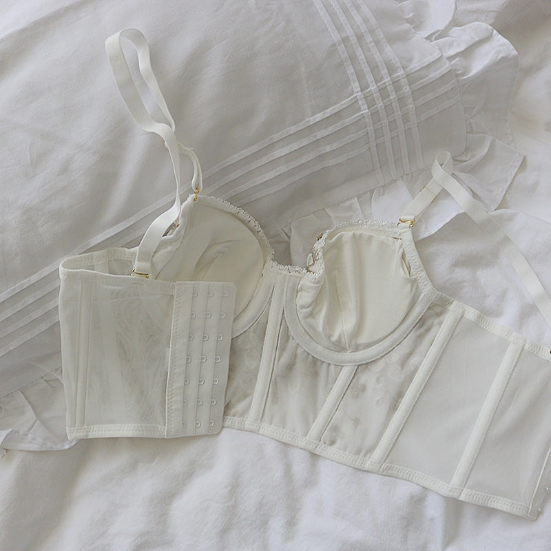 Floral Embroidered Bustier - angelcore, bralette, bustier, bustiers, cami