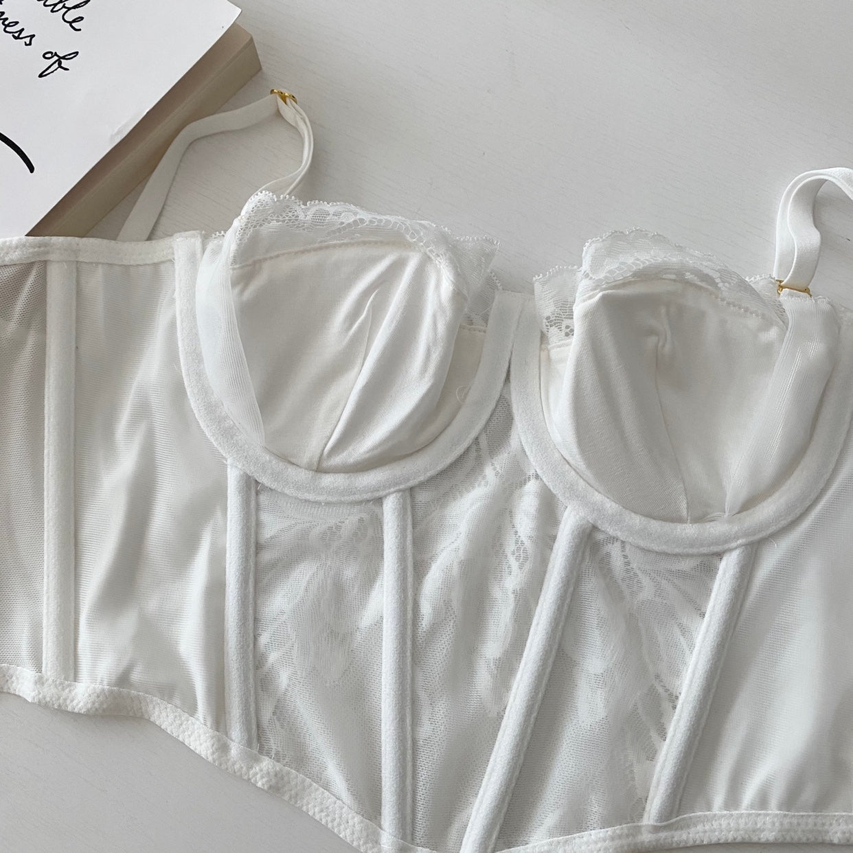 Floral Embroidered Bustier - angelcore, bralette, bustier, bustiers, cami