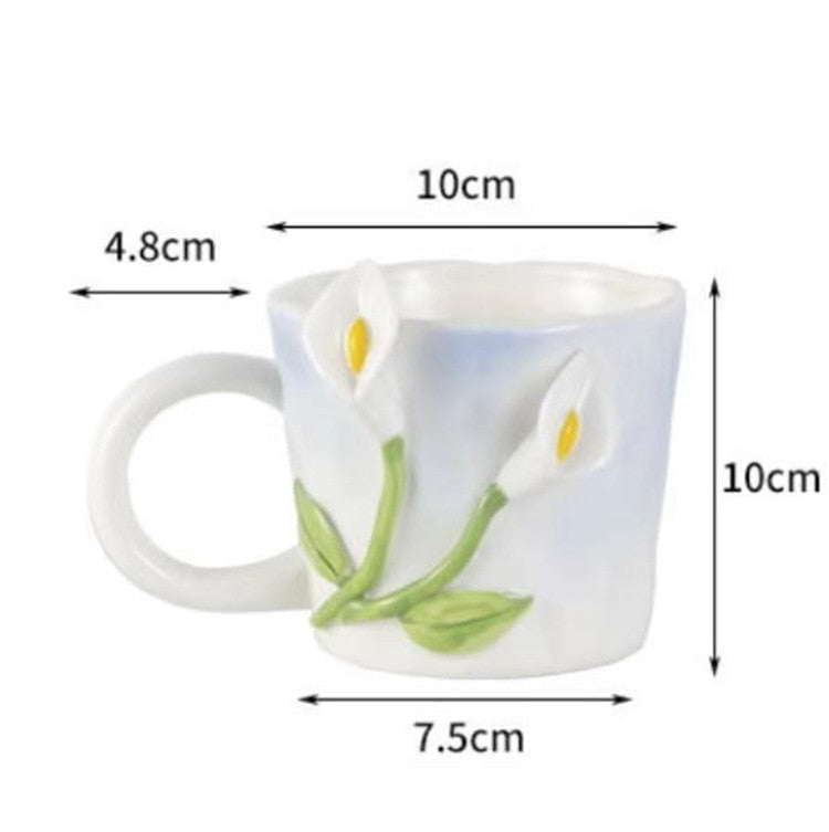 Floral handpainted mugs - angelcore - angelic - bottles - cup - cups