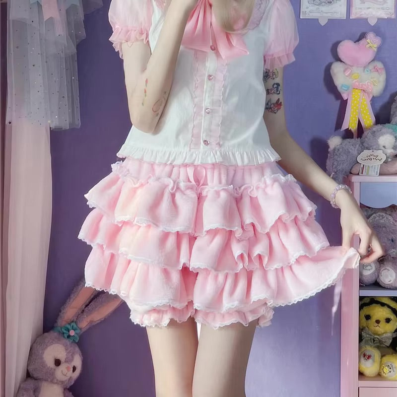 Fluffy ruffled bloomer pants - bloomer - layered - layers - lolita - petticoat