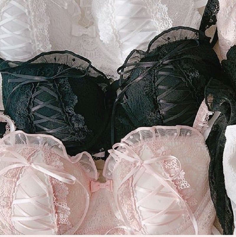 French Coquette Lingerie Set - angelcore, bra, bralette, brasier, coquette
