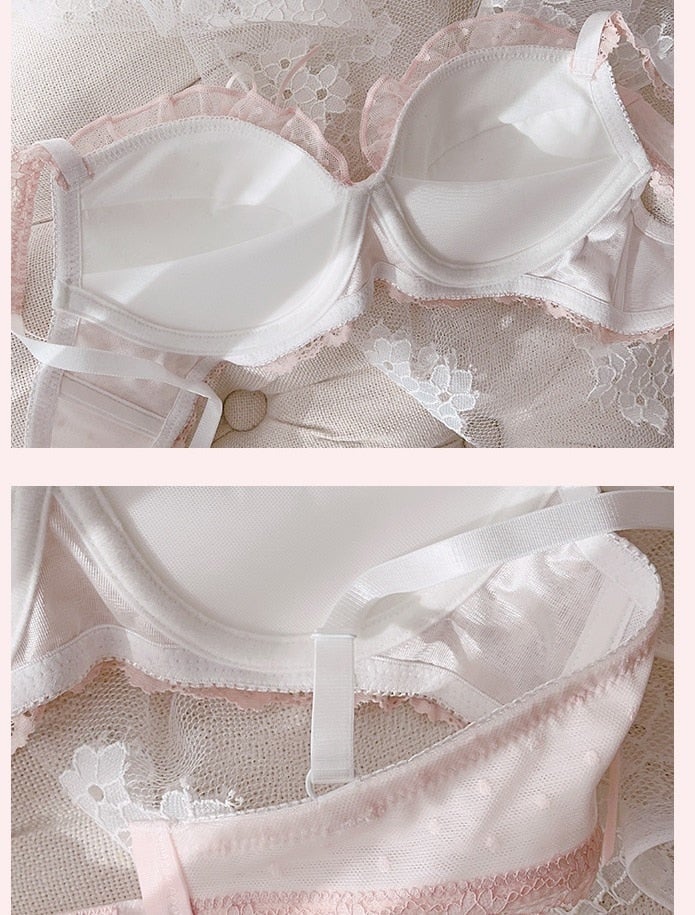 French Coquette Lingerie Set - angelcore, bra, bralette, brasier, coquette