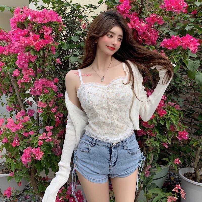 French Floral Camisole - belly shirt, shirts, crop, crop top
