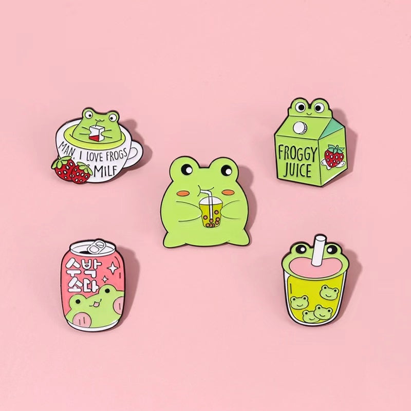 Froggy juice enamel pins - brooch - brooches - enamel pin - pins - frog