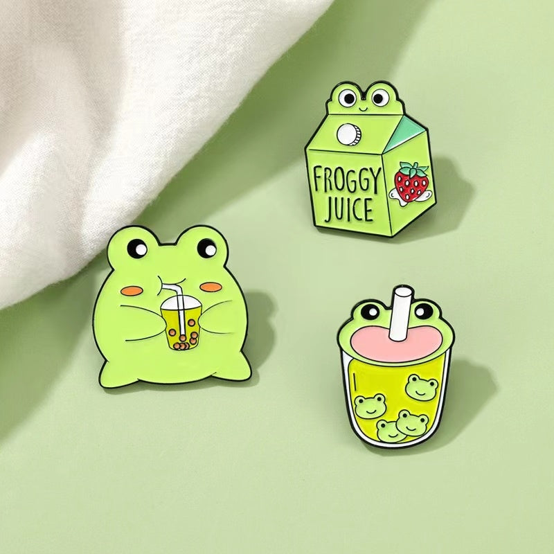 Froggy juice enamel pins - brooch - brooches - enamel pin - pins - frog