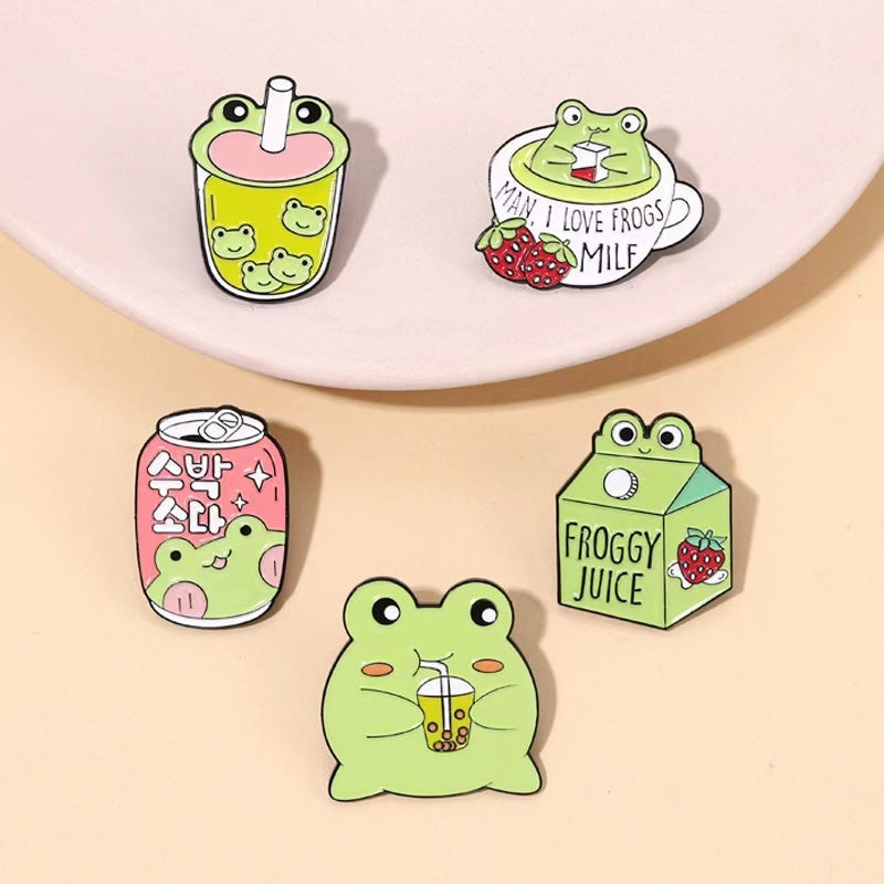 Froggy juice enamel pins - brooch - brooches - enamel pin - pins - frog