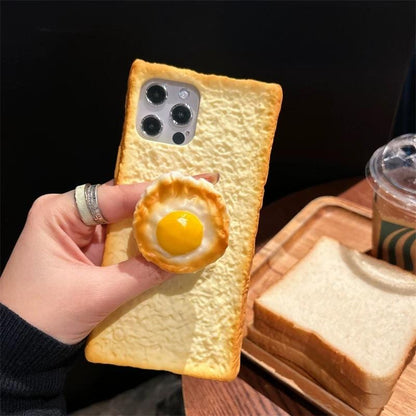 Funny Toast Bread Silicone iPhone Case With Stand