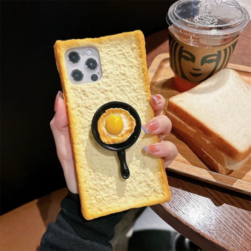 Funny Toast Bread Silicone iPhone Case With Stand