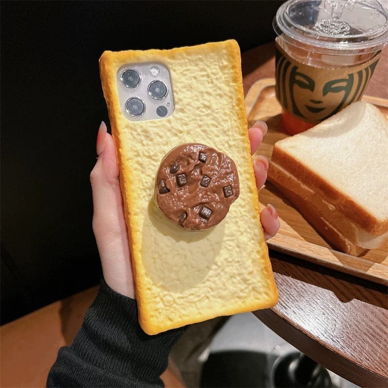 Funny Toast Bread Silicone iPhone Case With Stand