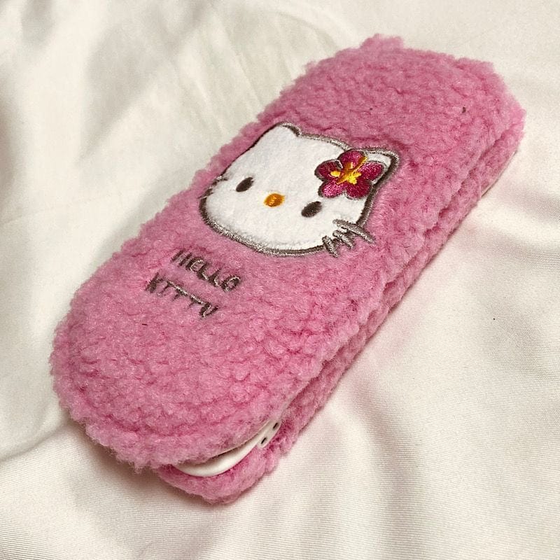 Furry Embroidery Kitty Mirror Flip iPhone Case