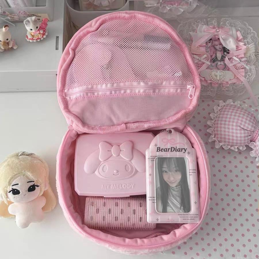 Large Portable Makeup Travel Strawberry Bag Capacity Furry Storage