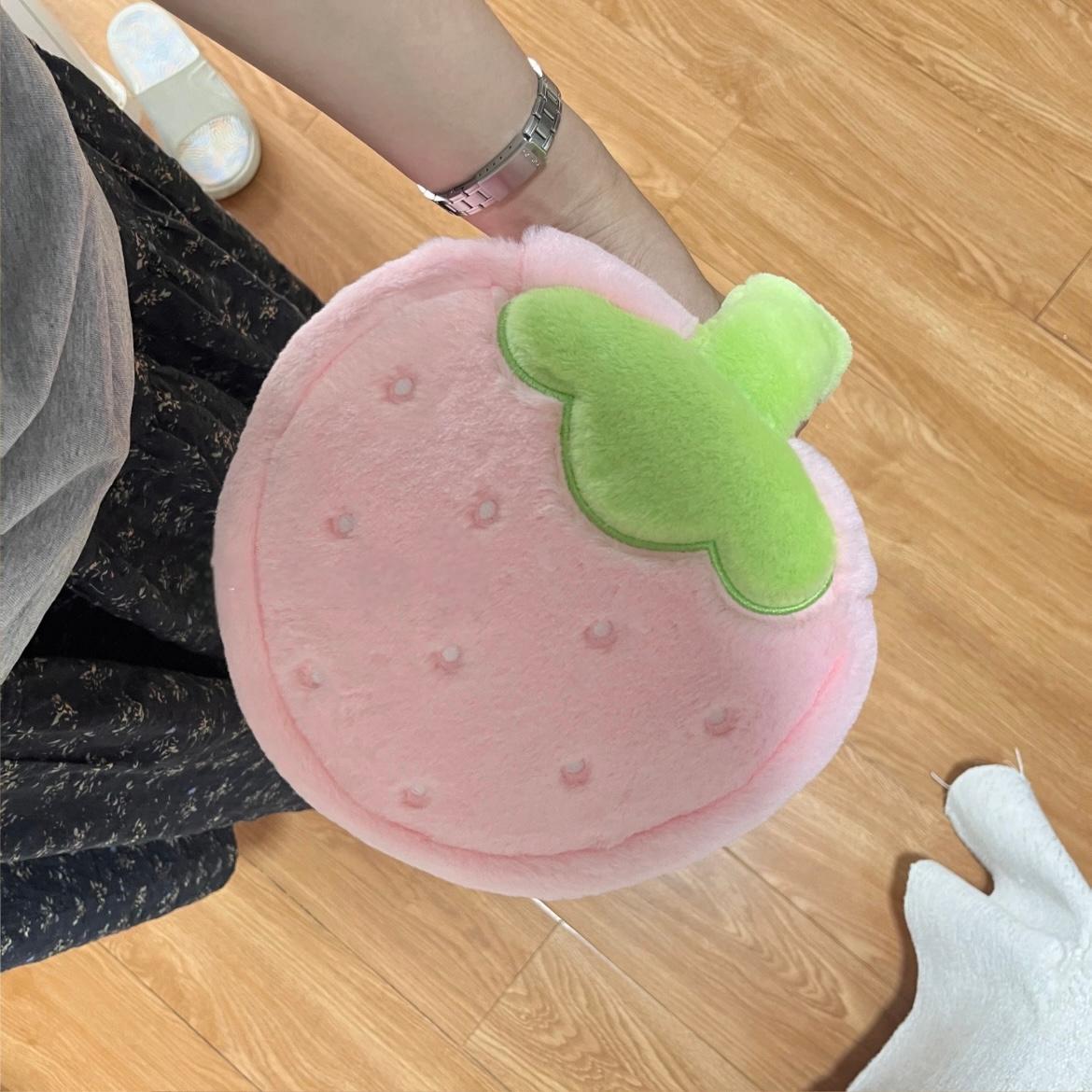 Large Portable Makeup Travel Strawberry Bag Capacity Furry Storage