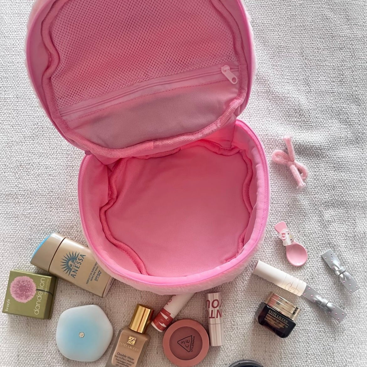 Large Portable Makeup Travel Strawberry Bag Capacity Furry Storage