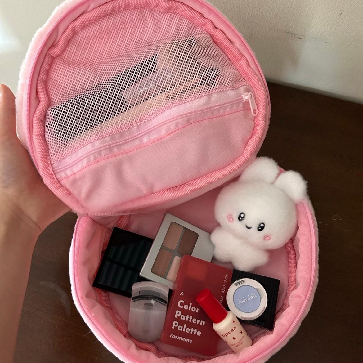 Large Portable Makeup Travel Strawberry Bag Capacity Furry Storage