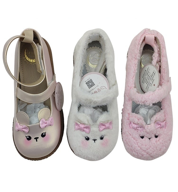 Fuzzy Bear Mary Janes - bear shoes, feetwear, footwear, furry fuzzy shoe