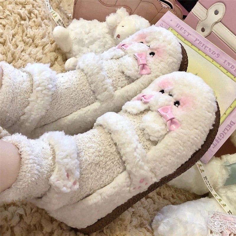 Fuzzy Bear Mary Janes - bear shoes, feetwear, footwear, furry fuzzy shoe