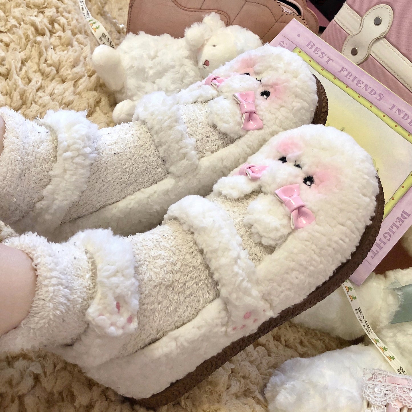 Fuzzy Bear Mary Janes - bear shoes, feetwear, footwear, furry fuzzy shoe