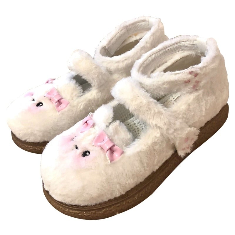 Fuzzy Bear Mary Janes - bear shoes, feetwear, footwear, furry fuzzy shoe