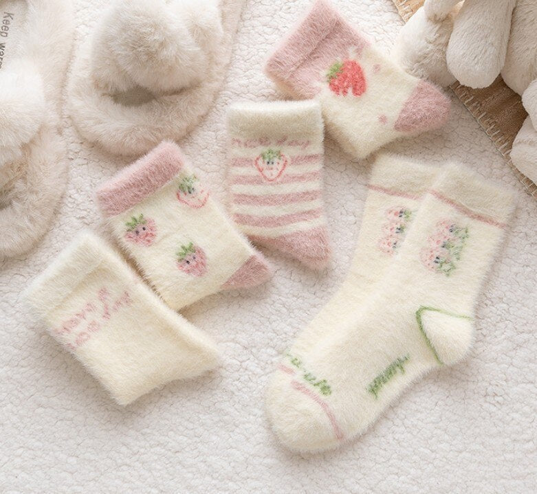 Fuzzy Berry Socks - berries, berry, furry socks, fuzzy socks, socks Kawaii Babe