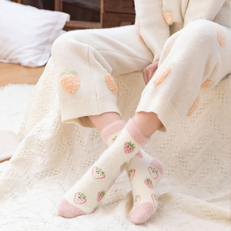 Fuzzy Berry Socks - berries, berry, furry socks, fuzzy socks, socks Kawaii Babe