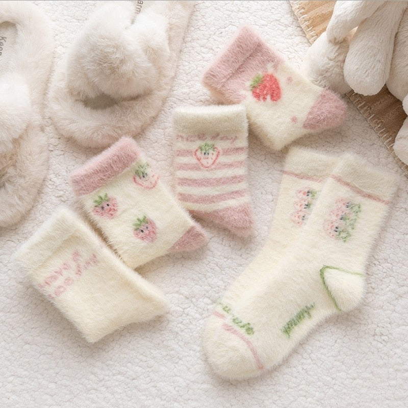 Fuzzy Berry Socks - berries, berry, furry socks, fuzzy socks, socks Kawaii Babe