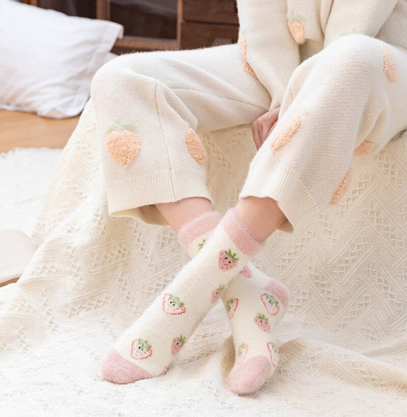 Fuzzy Berry Socks - berries, berry, furry socks, fuzzy socks, socks Kawaii Babe