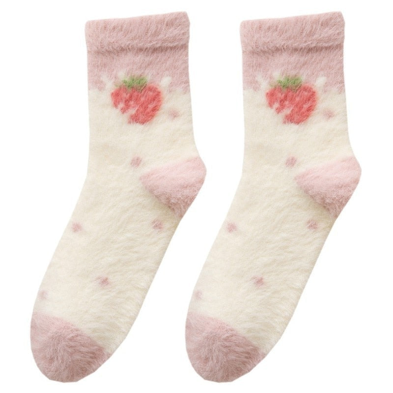 Fuzzy Berry Socks - berries, berry, furry socks, fuzzy socks, socks Kawaii Babe