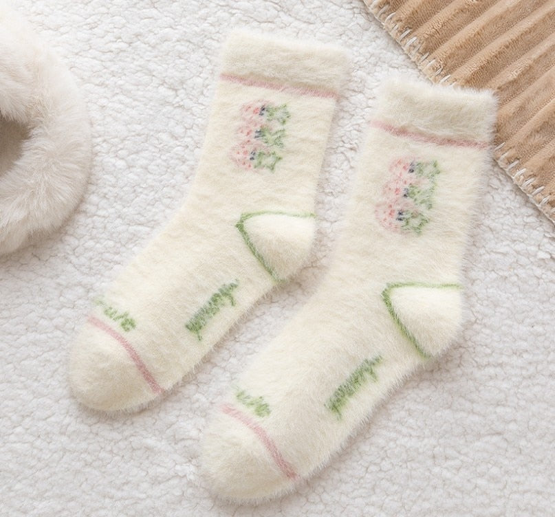 Fuzzy Berry Socks - berries, berry, furry socks, fuzzy socks, socks Kawaii Babe