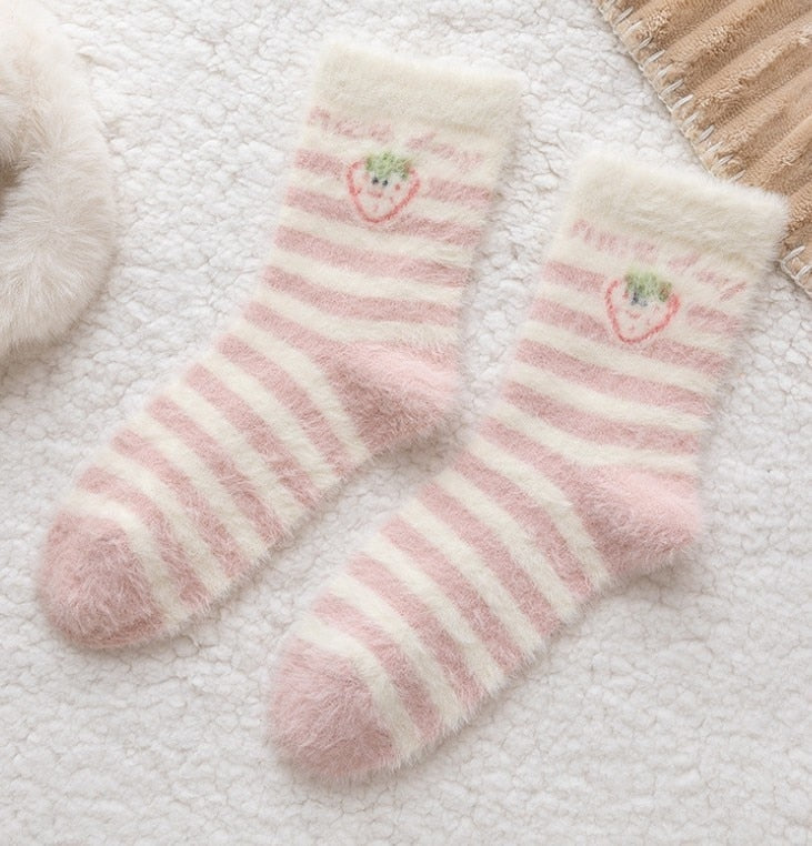 Fuzzy Berry Socks - berries, berry, furry socks, fuzzy socks, socks Kawaii Babe