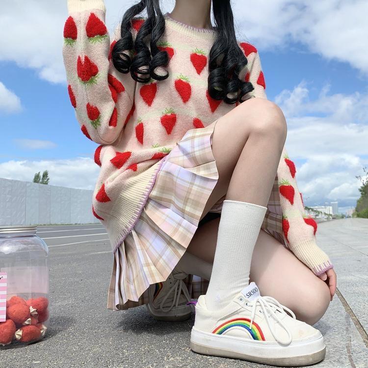 Fuzzy Peaches Floofy Sweater - baby girl, crewneck sweater, fruit, furry, fuz