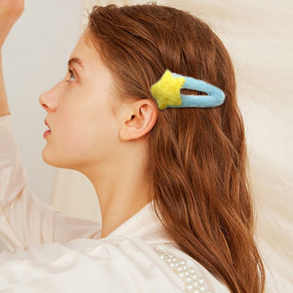 Fuzzy Star Hair Clips - barette, barettes, clips, furry, hair clip Kawaii Babe