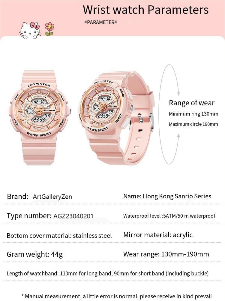 Kitty Waterproof Multifunction Electronic Dual Display Quartz Watch