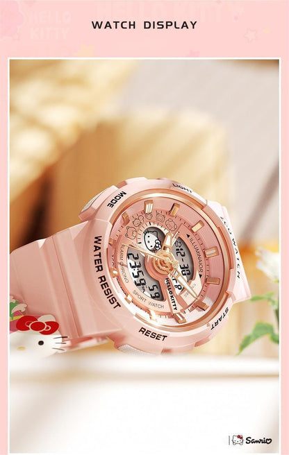 Kitty Waterproof Multifunction Electronic Dual Display Quartz Watch